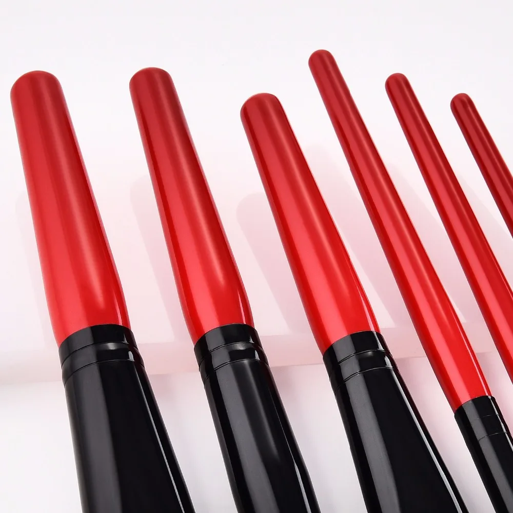 6Pcs Make Up Brushes Professional Foundation Powder Eye Shadow Blending Brush Pincel Maquiagem Red Handle Makeup Brush Set Kit