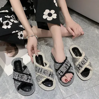 

Female Shoes Ladies' Slippers Luxury Slides 2020 Flat Soft Designer Fashion Concise PU Basic Rubber Shoes Womens Slippers