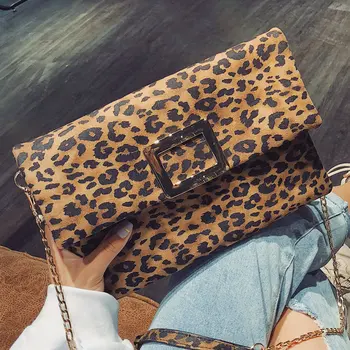 

Envelope Bag Woman Tide Hand Leopard Print Chain Single Shoulder