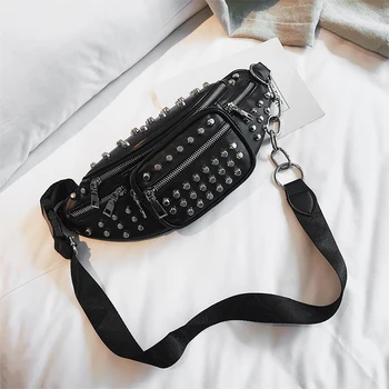 

ABAY Brand Luxury Women Bags Designer Fashion Belt Bag Women's Shoulder Bags Rivet Girl Crossbody Personality Studded Chest Bag