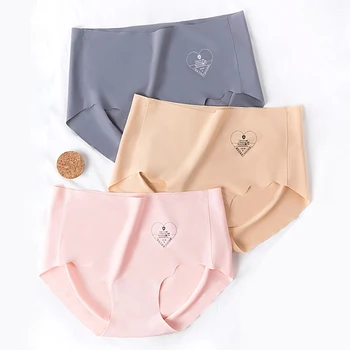 

2pcs/lot Women Sexy Panties Seamless Ice Silk Briefs Set Soft Underwear Set Lingerie Mid Waist Pants Antibacterial Underpants #F