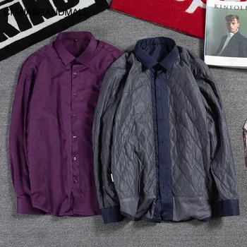 

Male Wool Neri Lapel Solid Color Shirt Fat Man Plus Fat Plus Size Loose Leisure Backing Shirt