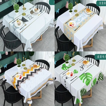 

Household Tablecloth, Waterproof, Oil-Proof, Square Tablecloth, Household Modern Simple Coffee Table, Straight Lace.