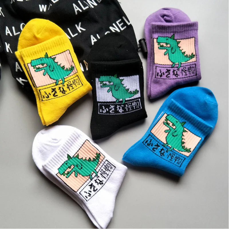 

New Fashion Harajuku Women Girls Hip Hop Long Socks Cute Animal Dinosaur Socks for Ladies Funny Japan Korean Style Cartoon Socks
