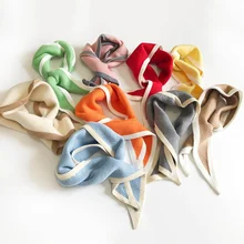 Простой контрастный цвет, модный детский шарф, мягкий треугольный вязаный теплый шарф, детский уличная одежда, шарфы, воротник