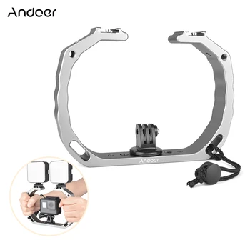 

Andoer A63 Photography Handheld Sports Camera Bracket Stabilizer Video Cage+Dual Cold Shoe Mounts for GoPro Hero 8 Action Camera