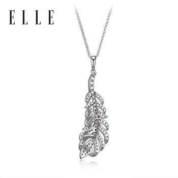 

ELLE Necklace Crystal Feather Series S925 Silver Inlaid Zircon Ruby ​​Simple Fashion Jewelry Necklace For Girlfriend Gift