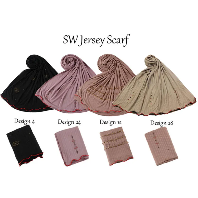 

Mix Design Roma Lined Color Striped Knitted Scarf One/Two Side Redline Jersey Hijab Long Muslim Islamic Arab Lady's Turban Wraps