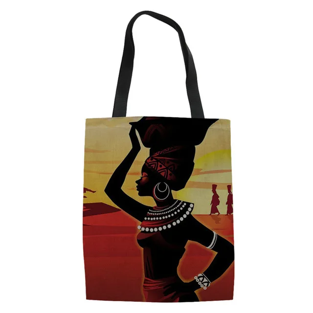 FORUDESIGNS/племенной этнический Женский Ретро сумка на плечо большая льняная художественная женская сумка для девочек в африканском стиле с традиционным принтом сумка из перерабатываемого материала - Цвет: Красный
