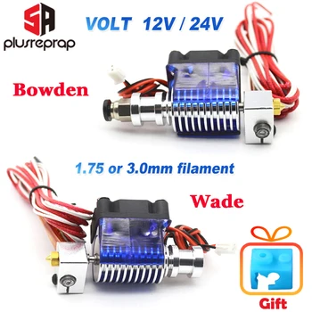 

V6 J-head 12V 24V All metal Hotend Wade or Bowden Extruder Heater Thermistor Fan Nozzle Heat sink for 1.75/ 3mm 3D Printer Part