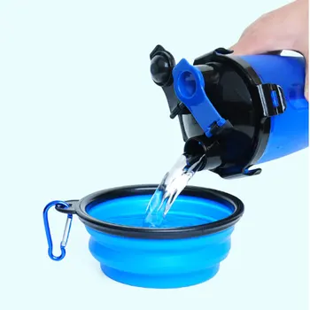 

2 In 1 Pet Travel Water Bottles Portable Pet Cups With Foldable Silicone Drinking Bowls For Cat Dog Food Water Storage Outdoor