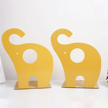 

Stand Cartoon Elephant Study Home Office Kids Gift Decoration Anti Skid Metal Bookends Cute Storage Holder Library For Shelves