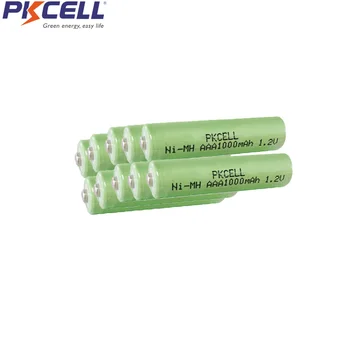 

10Pcs PKCELL NiMH AAA Rechargeable Battery aaa 1000mah 1.2V Batteries Button Top emergency lamp, lawn lamp, cordless telephone,