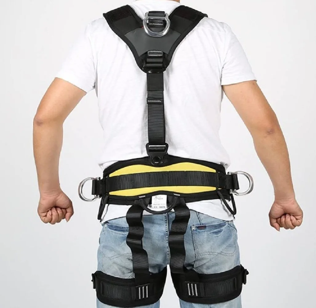 HWTZ Full Body Safe Seat Belt Alloy Steel Fall Arrest Harness Adjustable Mountain Climbing Safety Belt For Work Positioning Rappelling Equip Rock Climbing Harness Safety Products 