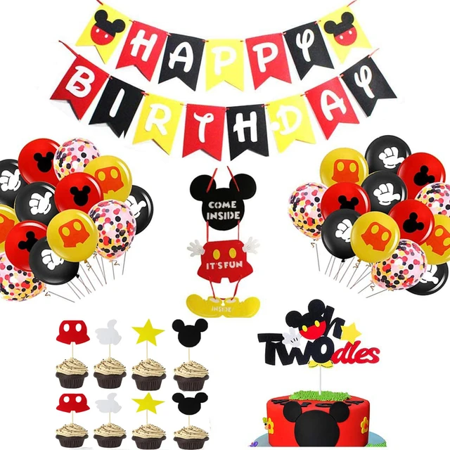 Mickey Birthday Party Decorations 6 Mickey Mouse Honeycomb Balls Red Black  NEW