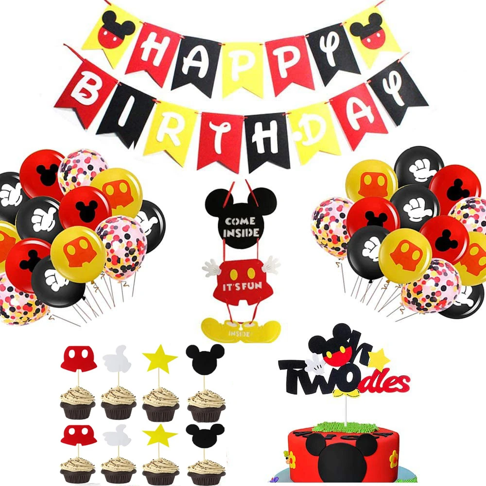 Ballons Decoratifs De Fete D Anniversaire Disney Mickey Mouse Fournitures De Table Bricolage Pour Decor De Fete D Anniversaire Pour Enfants Aliexpress