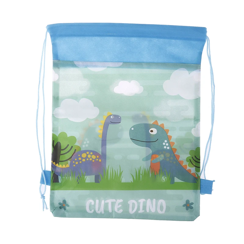 12 шт мультфильм нетканые ткани Baby Shower Drawstring подарки сумки милый мотив динозавра мешок день рождения партии Mochila Мальчики сувениры