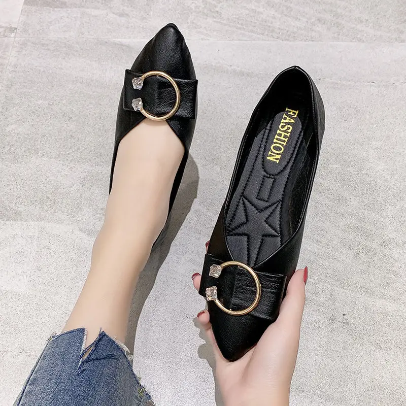 

Zapatos De Mujer Women Cute Black Pointed Toe Flat Shoes Ladies Casual Spring & Summer Comfort Flats Cool Sweet Shoes E5536