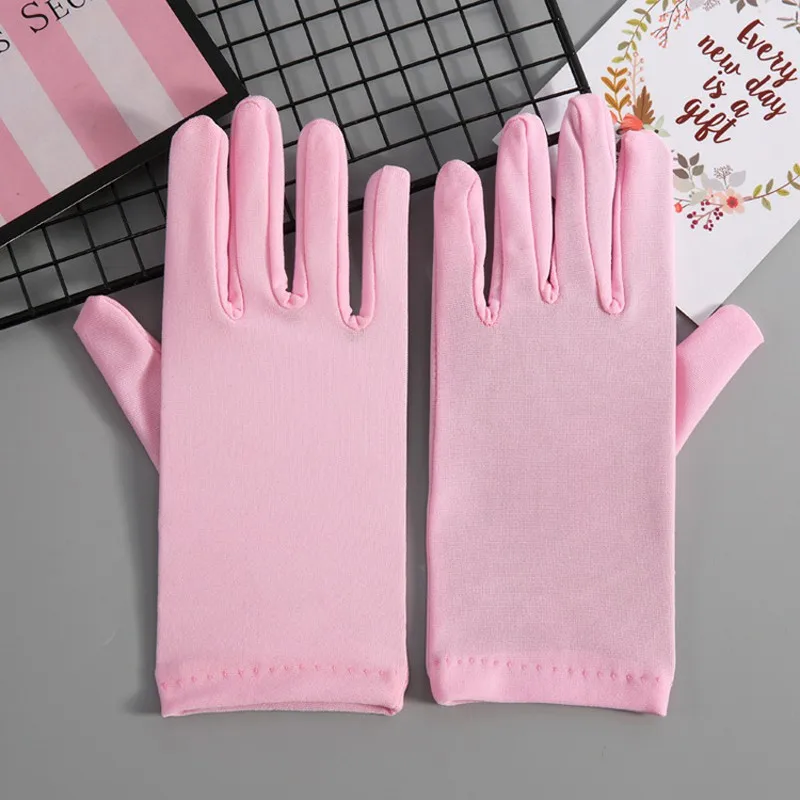 Новое поступление, танцевальные перчатки для девочек, длина запястья, короткие женские свадебные перчатки, красные/черные/белые свадебные перчатки для невесты ST211 - Цвет: Pink