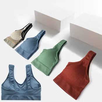 

Cotton Bralette Sexy Backless Bra Girls Padded Crop Top 6 Colors Unlined Underwear Wireless Bras Women Female Lingerie