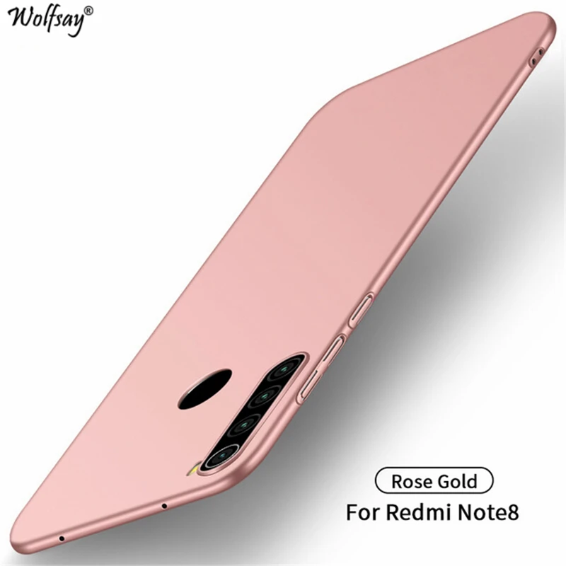 Чехол Wolfsay для Xiaomi Redmi Note 8, чехол, ультра тонкий, поликарбонат, броня, жесткий чехол для телефона, для Xiaomi Redmi Note 8, чехол для Redmi Note 8 - Цвет: Rosegold