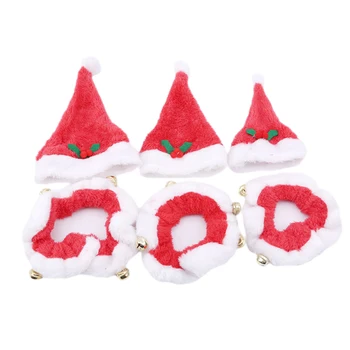 

New Christmas Costume Puppy Kitten Small Cats Dogs Pets Accessories Pets Christmas Day Ornaments Cute Dogs Hat Scarf With Bell