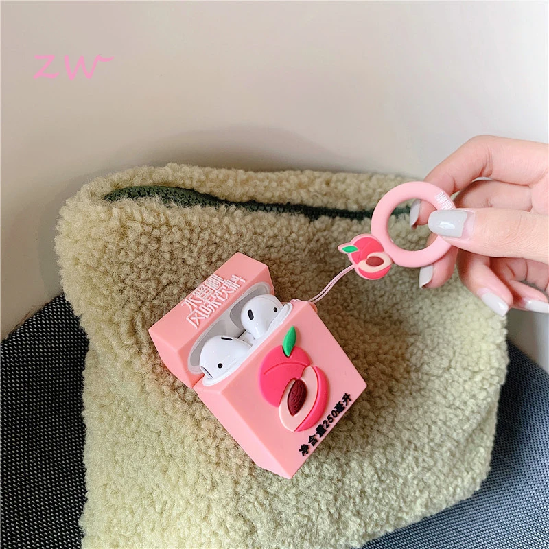 Лимонада персик коробка брелок Беспроводной Bluetooth силиконовый чехол для Airpods Air