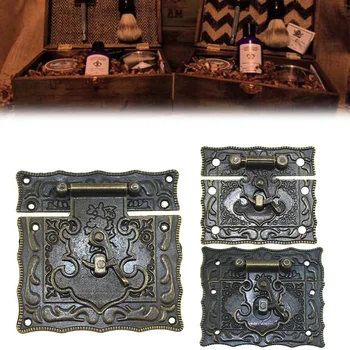 

Antique Brass Wooden Case hasp Vintage Style Decorative Jewelry Gift Box Suitcase Hasp Latch Hook Furniture Buckle Clasp Locks