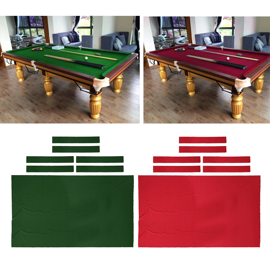 

Set of 2, 9ft Pool Table Felt Replacement Kit, Premium & Durable 9 Foot Billiard Tabel Cloth Cover Protector - Green + Red
