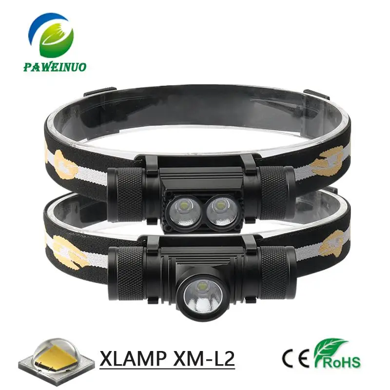 Светодиодный мини налобный фонарь с ИК датчиком перезаряжаемая USB фара T6 L2 Zoom