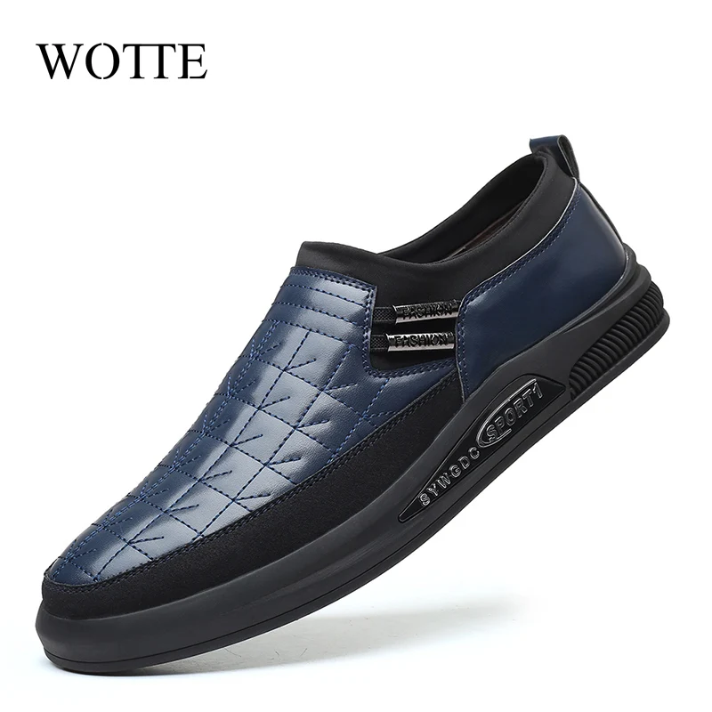 

WOTTE Fashion Loafers Men Shoes Leather Sneakers Summer Shoes Men Slip on Men Designer Shoes Zapatos Hombre Casual Footwear