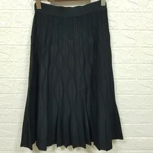 Черные вязаные осенние и зимние новые женские длинные плиссированные эластичные женские длинные юбки с геометрическими узорами