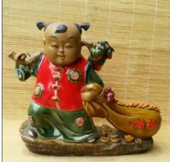 

All the way to fortune big boy Shiwan ceramic doll figures decoration Sculpture statue Home Decoration