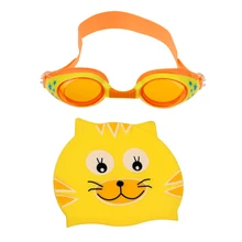 Плавать ming плавательный бассейн очки с защитой от ультрафиолета анти-противотуманные очки с милой шапка с котами стрейч шляпа для детей мальчиков и девочек