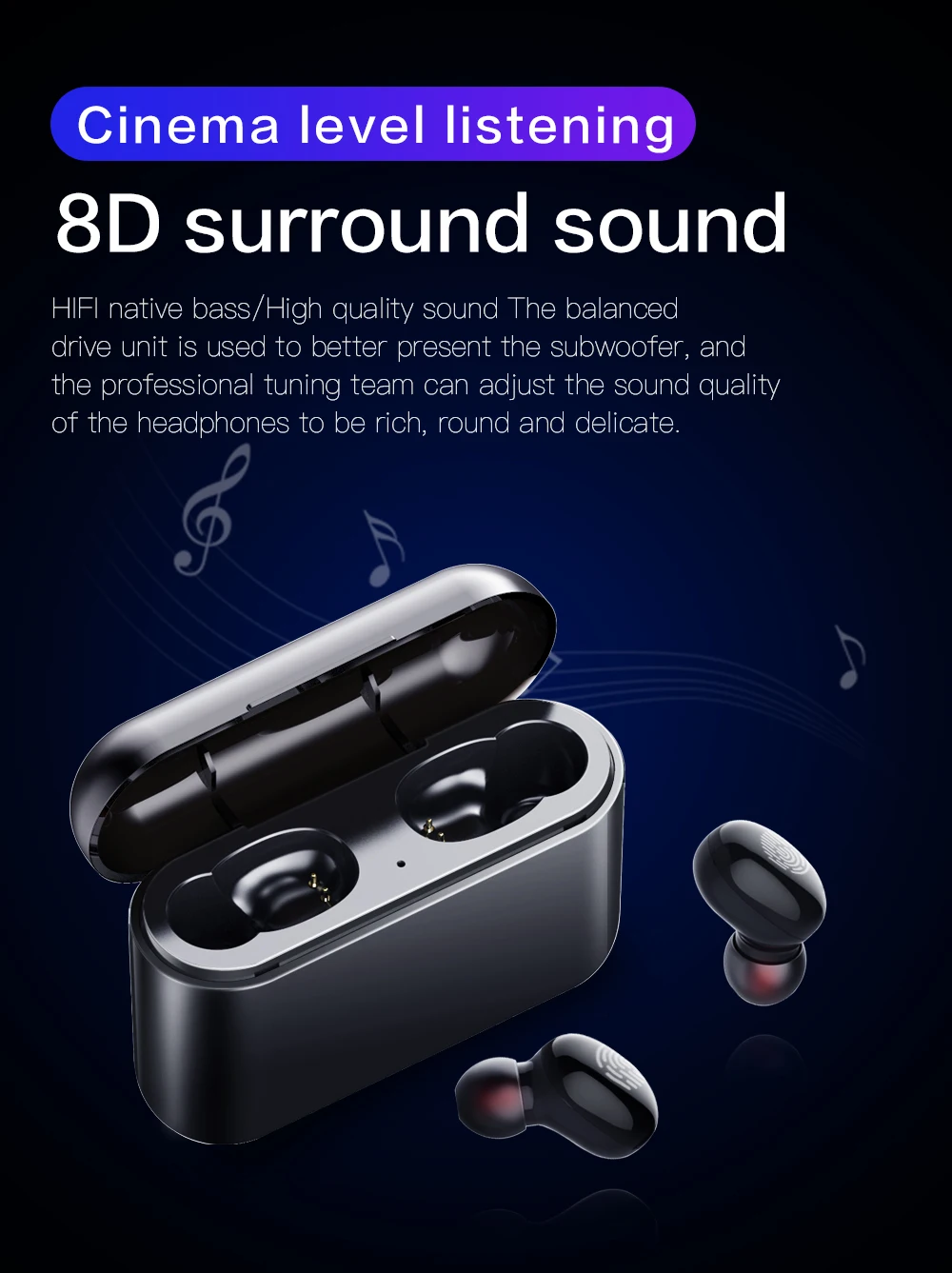 A2 TWS 5,0 8D стерео Bluetooth наушники кнопки управления беспроводные наушники-вкладыши спортивные наушники для смартфона vv