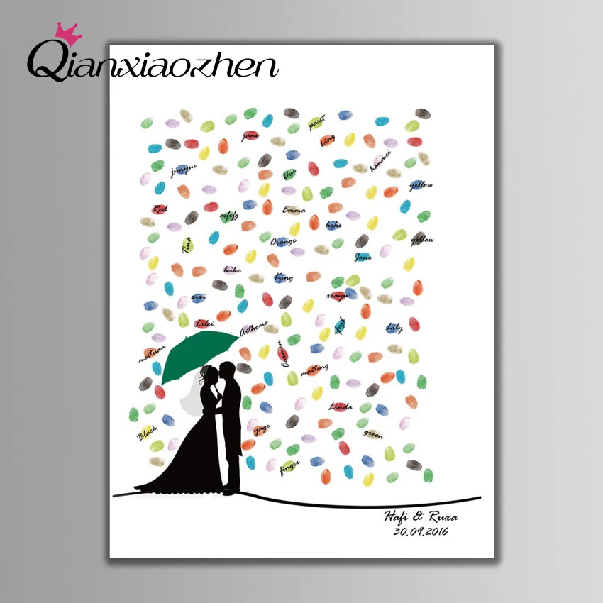 

Qianxiaozhen Personalized Rain Fingerprint Wedding Guest Book Wedding Decoration Mariage Gastenboek Arbol De Huellas Para Boda