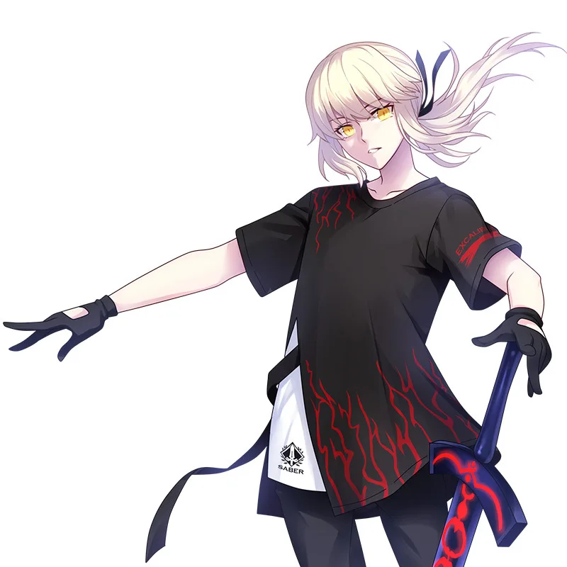Крутая футболка для косплея Аниме Судьба/ночь Arturia Pendragon саблей альтер летняя