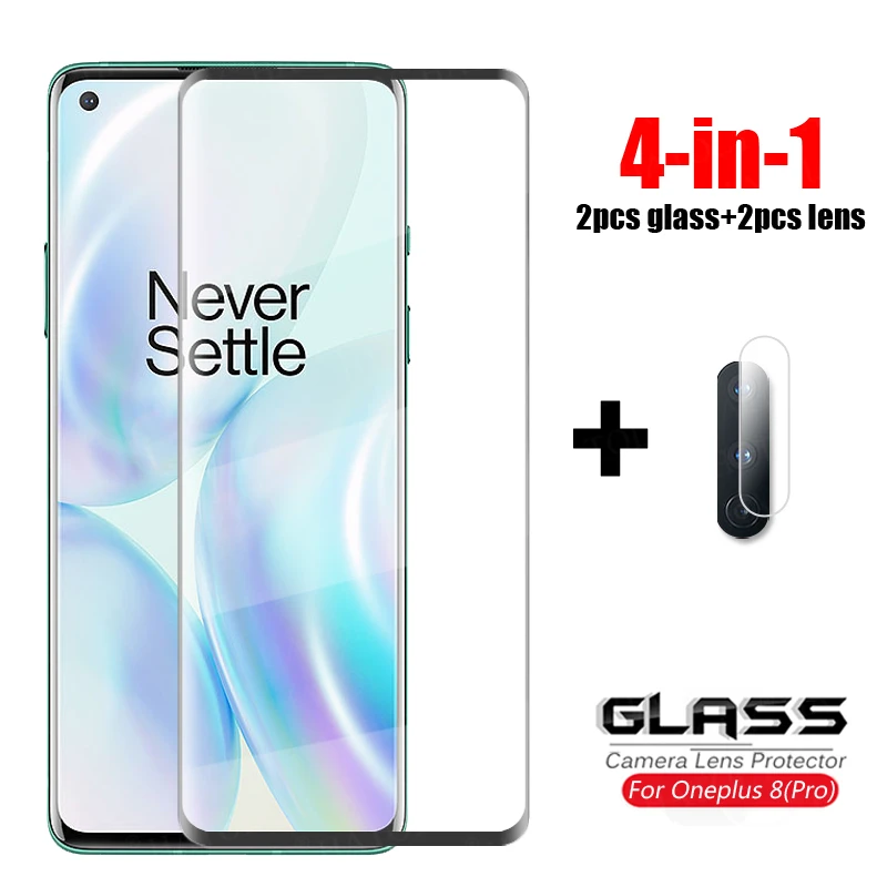 4-in-1 For Glass Oneplus 8 Tempered Glass 3D Full Curved Cover Glass One Plus 7 7T 8 Pro Caerma Lens Screen Protector Oneplus 8 afbeelding