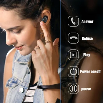 

Bluetooth 5.0 Earphone Wireless Mini Earphone In-ear Type Headset Power Bank Storage Case Digital Power Display
