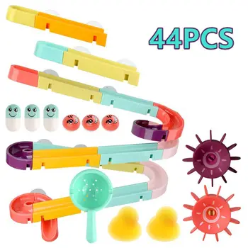

DIY Kids Bath Toys Wall Suction Cup Marble Race Roll Ball Run Track Bathroom Bath tub Baby Play Water Game Toy Gift For Children