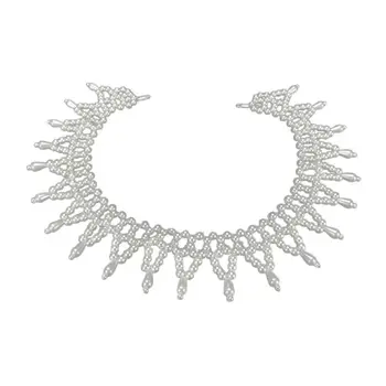 

Handmade Woven Imitation Pearl Pendant Chunky Choker New Womens Detachable Vintage Blouse False Collar