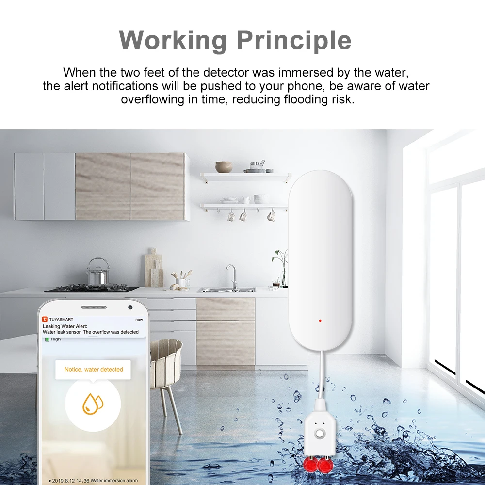 Умный дом, Wifi, детектор утечки воды, датчик, Домашняя безопасность, наводнение, переливная сигнализация, умный пульт дистанционного оповещения для домашней автоматизации