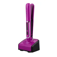Mini fer à lisser professionnel en céramique, fer à lisser sans fil, à température réglable par USB, avec Base de chargement