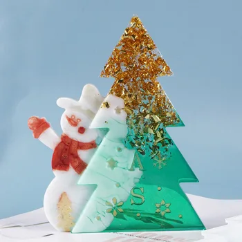 

Crystal Epoxy Resin Mold Santa Claus Christmas Tree Decoration Mold Christmas Decoration Silicone Mold