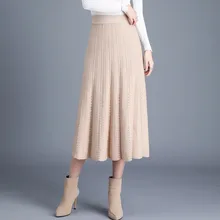 Осень, Новое поступление, юбки для женщин, высокое качество, популярный стиль, Топ коричневого цвета, высокая талия, длинные юбки для женщин, одежда