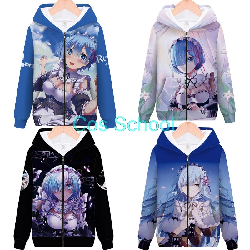 Cos School Rem толстовки для косплея Re: Zero Starting Life in другой мир с капюшоном куртка