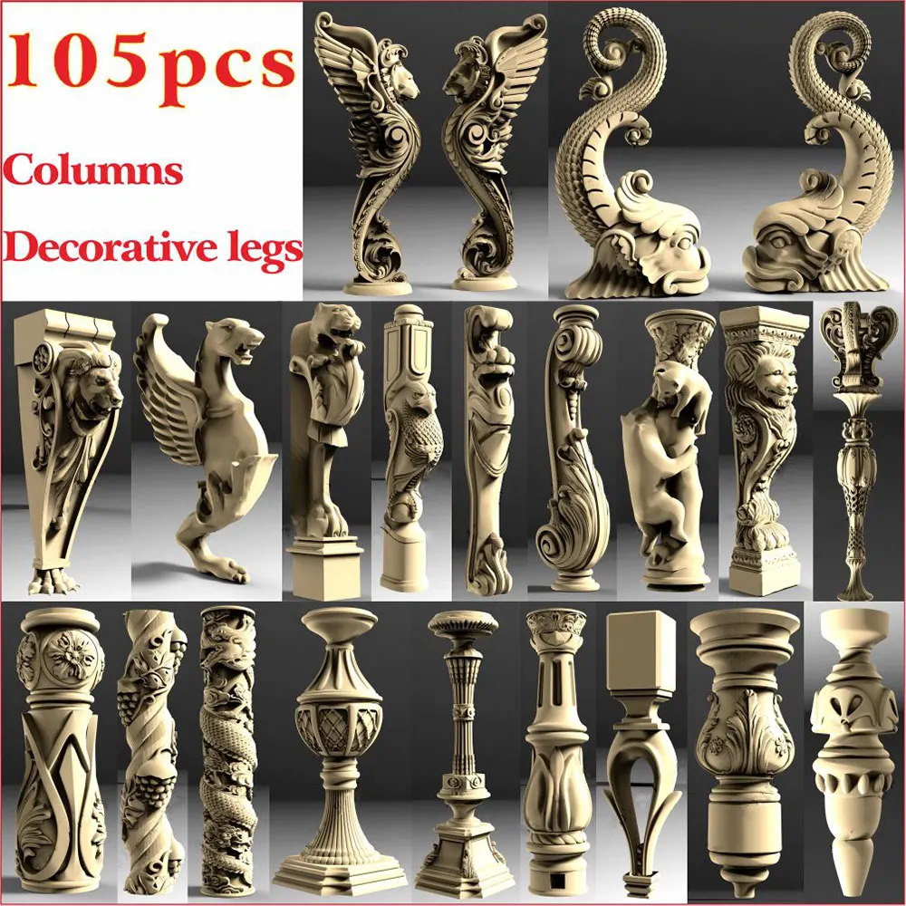 105 шт. Декоративные ножки и Columnss 3D STL модели для ЧПУ 4 оси гравер Carvingbed рельеф для ЧПУ маршрутизатор Aspire Artcam 105 шт. Декоративные ножки и Columnss 3D STL модели для ЧПУ 4 оси гравер Carvingbed рельеф для ЧПУ маршрутизатор Aspire Artcam