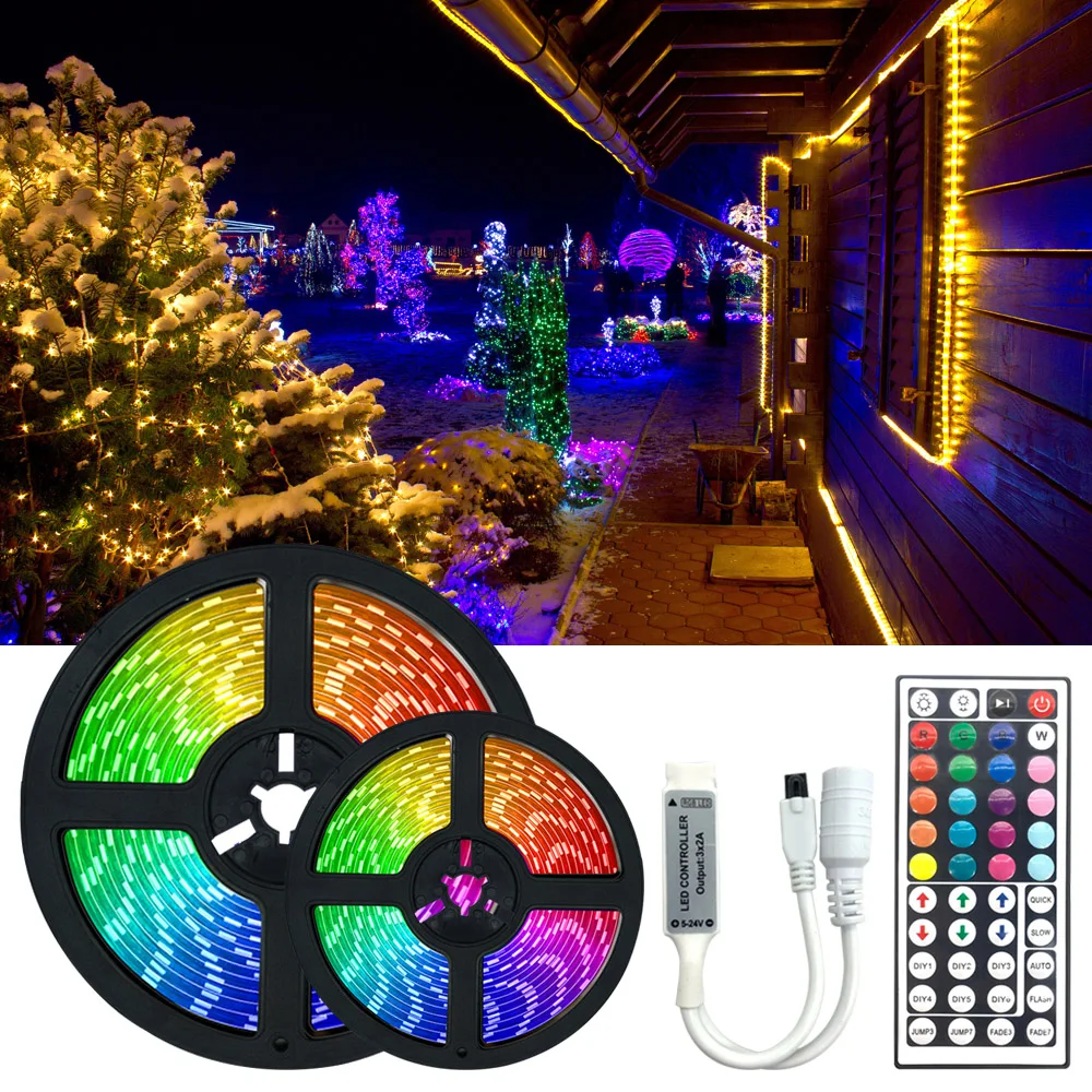 

LED Strip Light RGB 5050 SMD 2835 Flexible Ribbon fita led light strip RGB 5M 10M 15M Tape Diode DC 12V+ Remote Control +Adapter