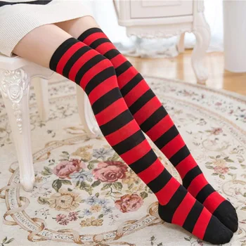 

New Colorful Sexy Striped Compression Stockings Girl Kawaii Long Body Thigh High Stocking Overknee Boots Women's Stockings Hot