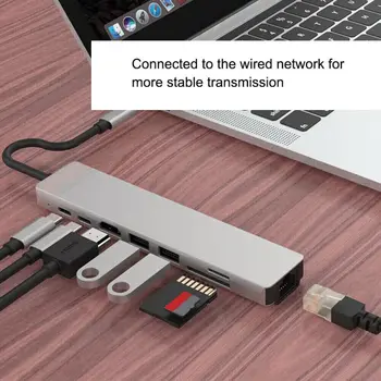 

8-in-1 Dual USB-C USB C HUB with 4K HD SD/TF Card Reader 3 USB 3.0 HUB Thunderbolt Type-C HUB for MacBook Pro Memory Card Reader